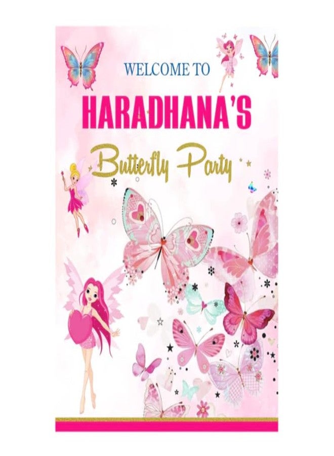 Theme My Party Customised Personalised Butterfly Fairy Theme Birthday Welcome Board For Girls Birthday - 21 inch x 16 Inch - Image 2